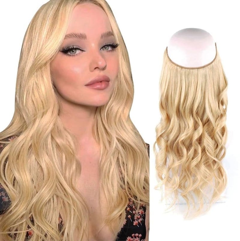 Sassina Invisible Wire Hair Extensions Real Human Hair with Transparent Wire Adjustable Size Secure Clips Natural Straight Secret Miracle Hairpiece, #18 16 Inch 100 Gram - Image 2